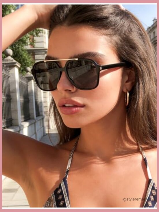 Retro Aviator Sunglasses with UV Protection Plastic Frame main image 6